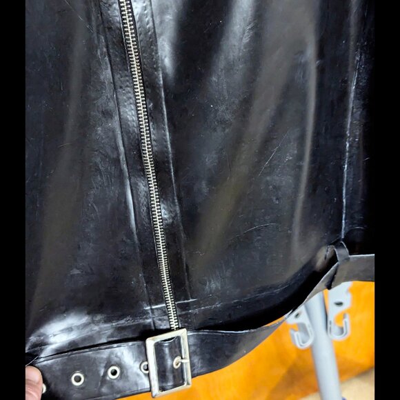 WOW Black LATEX L/S Moto Jacket with Belt, Chest 40, worn once - Picture 5 of 7